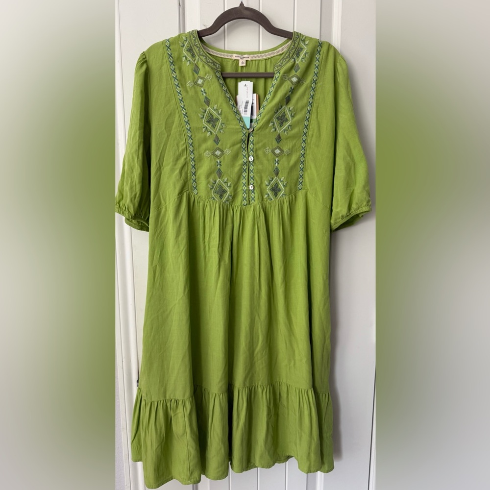 Green Ruched Ruffled Sundress Casual